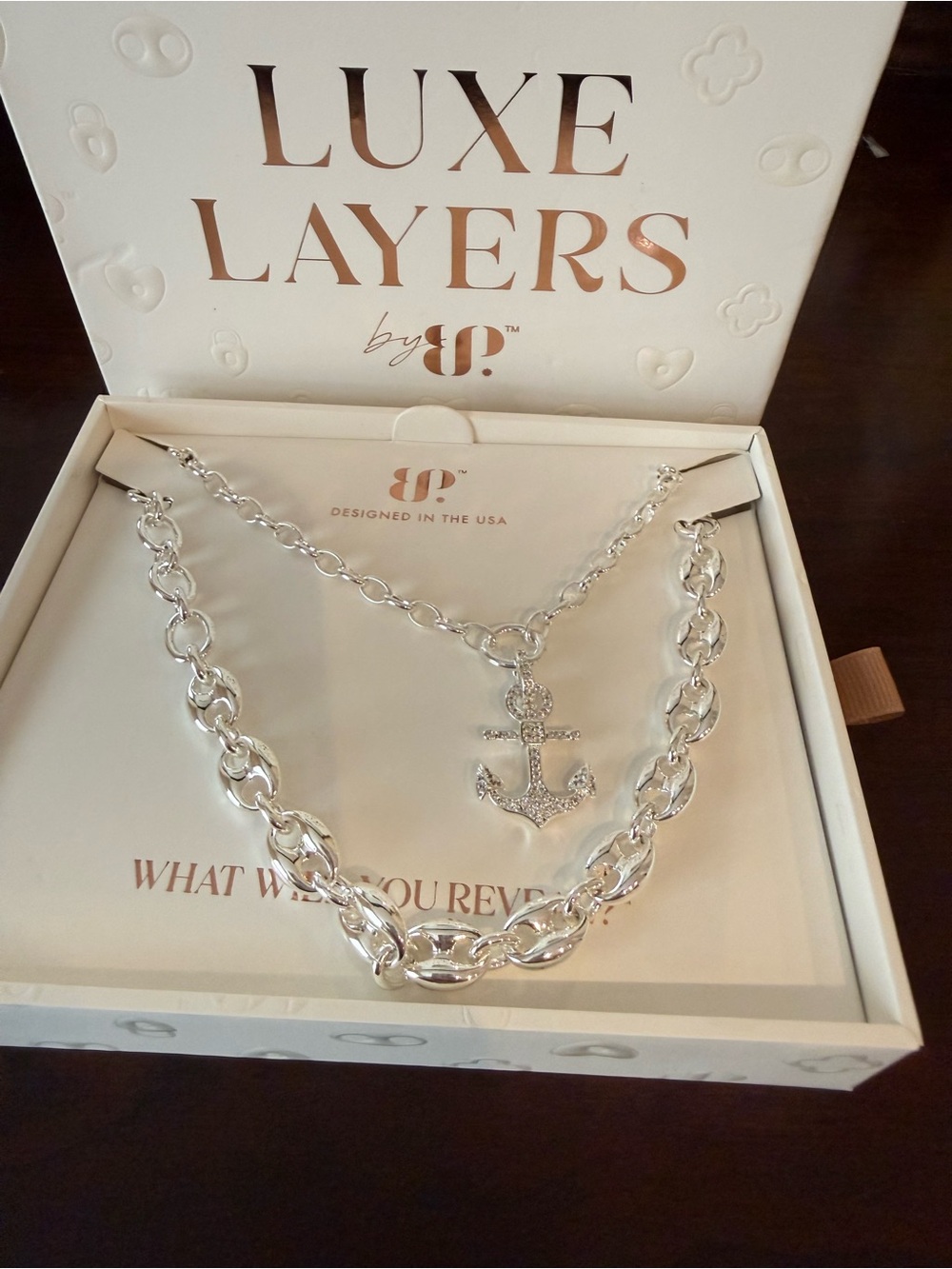 Bomb Party Luxe Layers Silver Anchor Pendant Layered Necklace “Nautical Dreams”